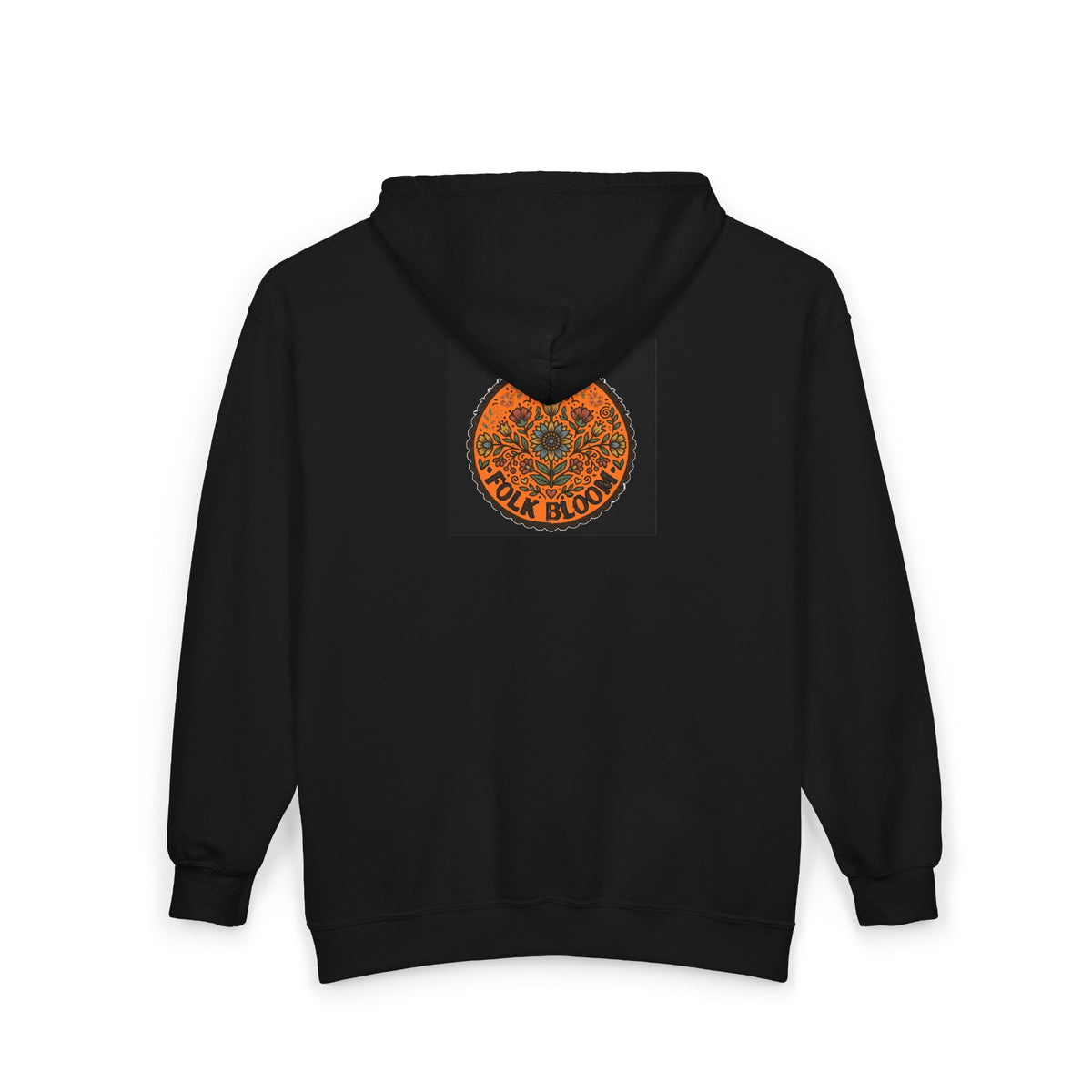 Full-Zip Hoodie — 'Folk Bloom' Floral Sunset Zip-Up