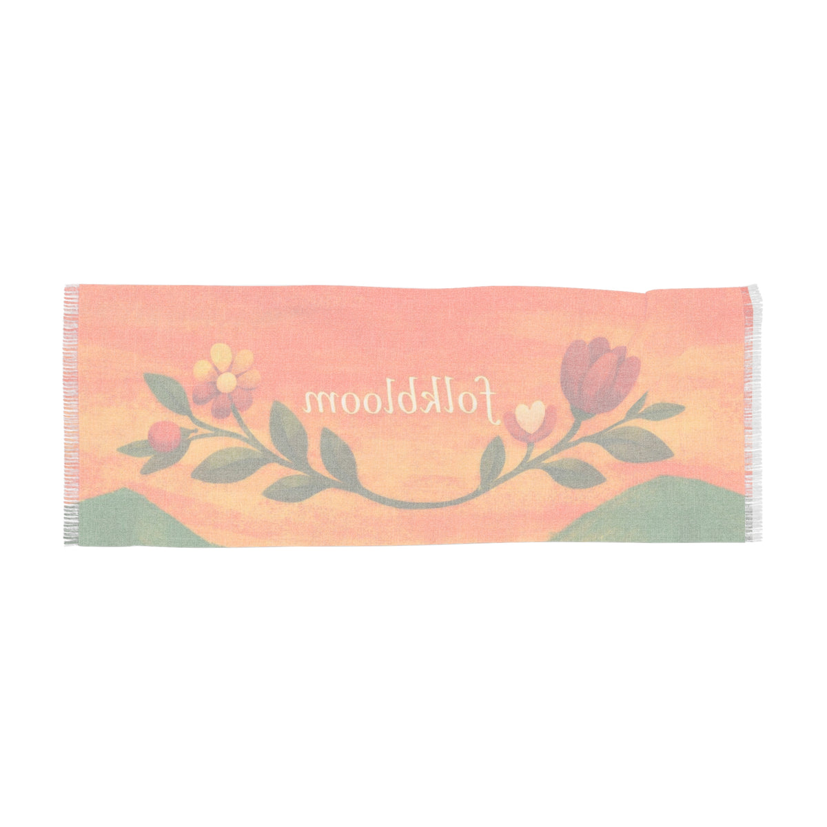 Folk Bloom floral vine Light Scarf | orange tulip spring design