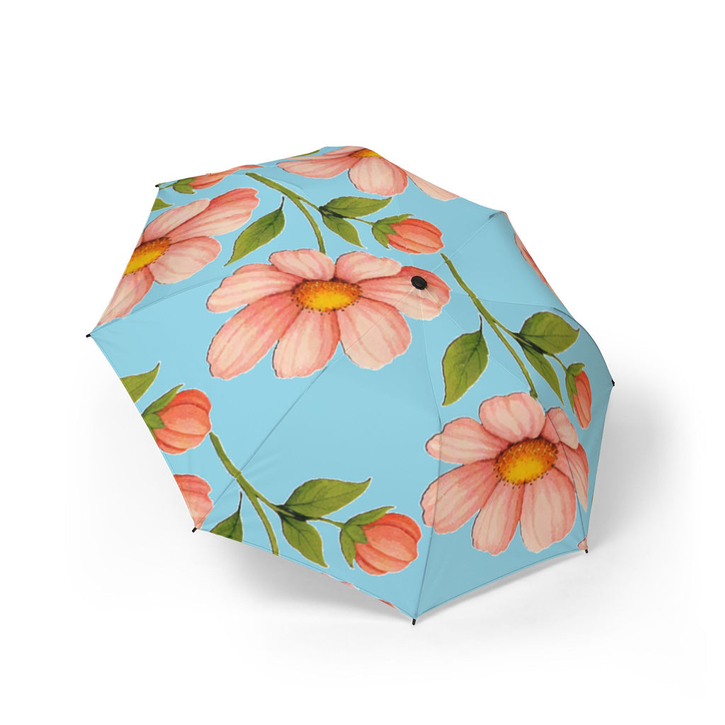 Floral Daisy Foldable Umbrella — Compact Semi-Automatic Rain Parasol