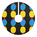 Retro Holiday Light Pattern Christmas Tree Skirt | Black, Blue, Yellow