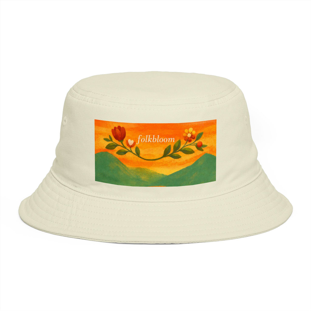 Folk Bloom floral banner Bucket Hat | tulip vine illustration