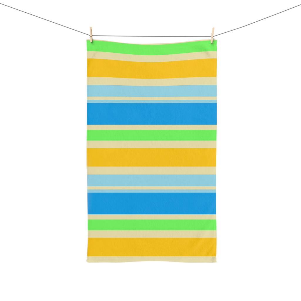 Colorful Beach Stripe Hand Towel — Bright Blue, Yellow & Green Summer Stripe