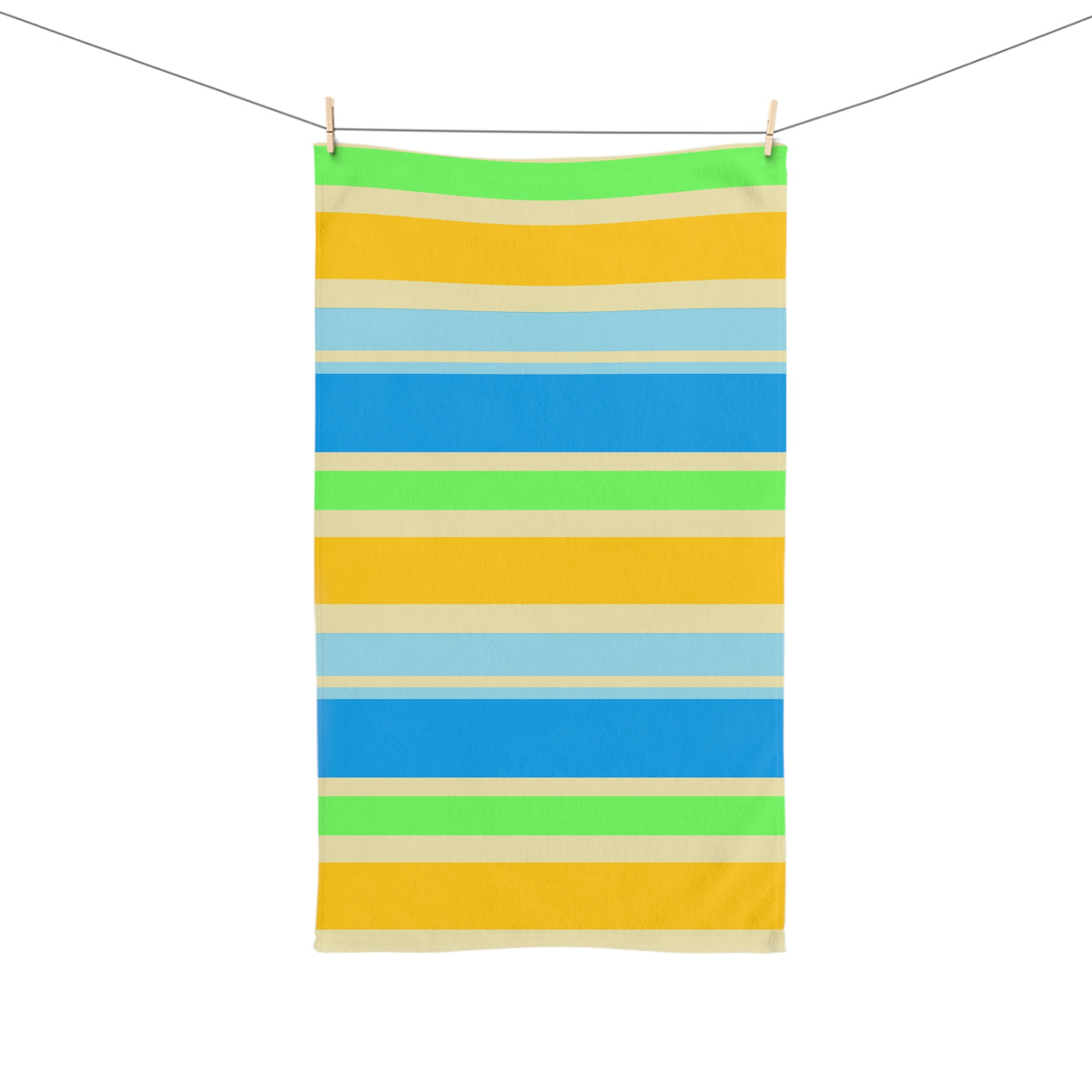 Colorful Beach Stripe Hand Towel — Bright Blue, Yellow & Green Summer Stripe