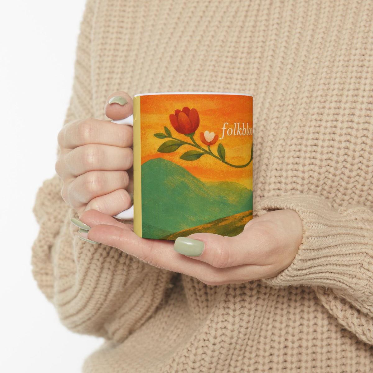 folkbloom floral sunrise mug | retro folk art ceramic mug