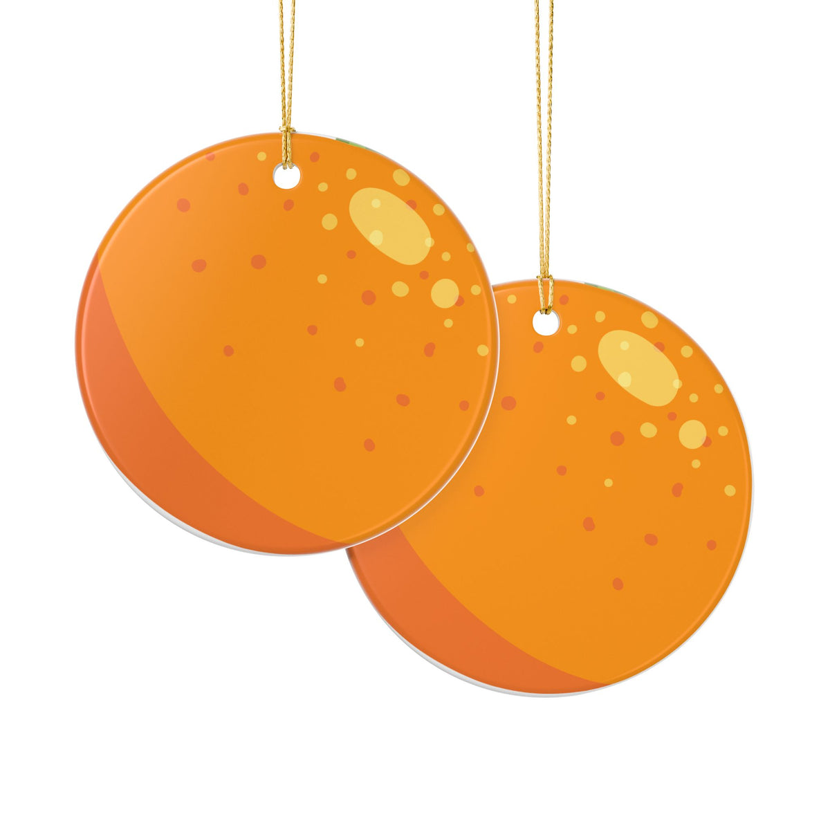 Orange Fruit Ceramic Ornament — Round Citrus Holiday Decoration