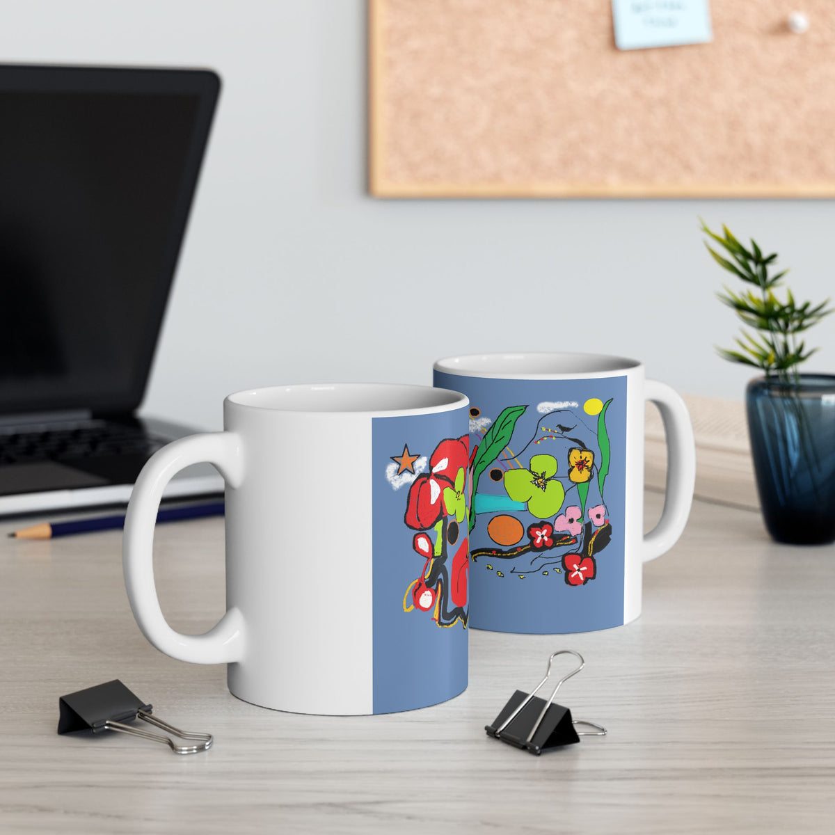 Whimsical Floral Illustration Mug | Colorful Garden Ceramic Mug