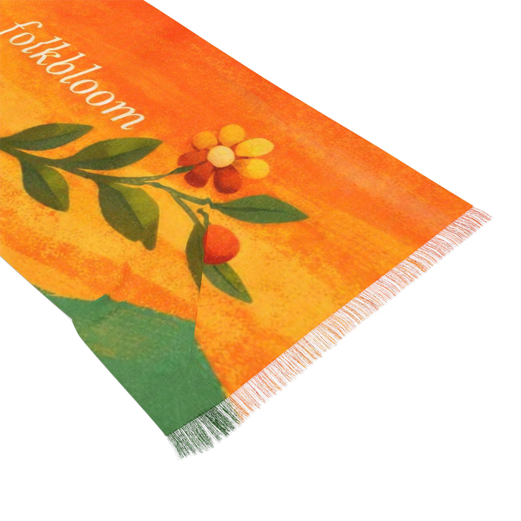 Folk Bloom floral vine Light Scarf | orange tulip spring design