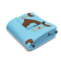 Blue Birdhouse Fleece Blanket — Playful Tree & Birds Cozy Throw
