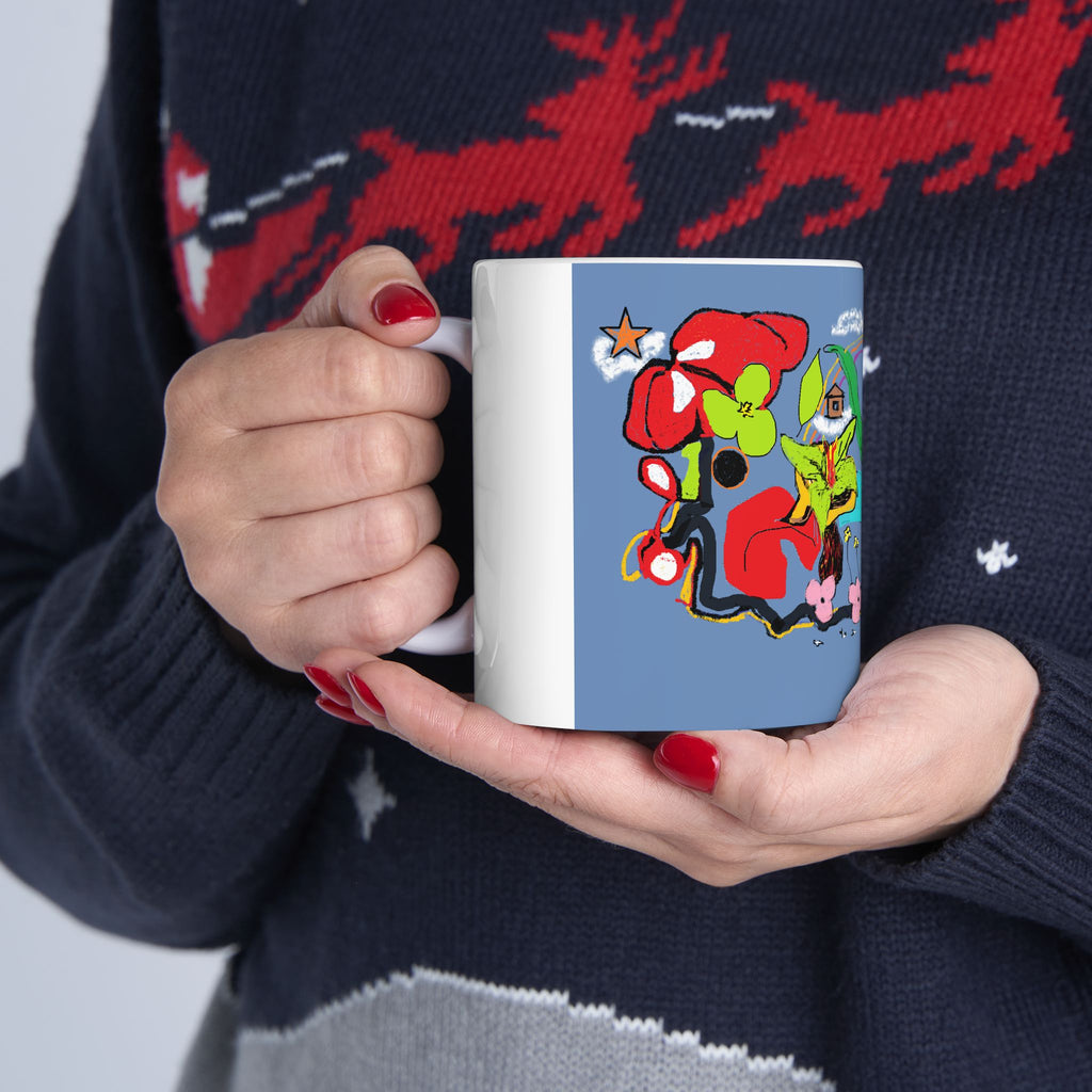 Whimsical Floral Illustration Mug | Colorful Garden Ceramic Mug