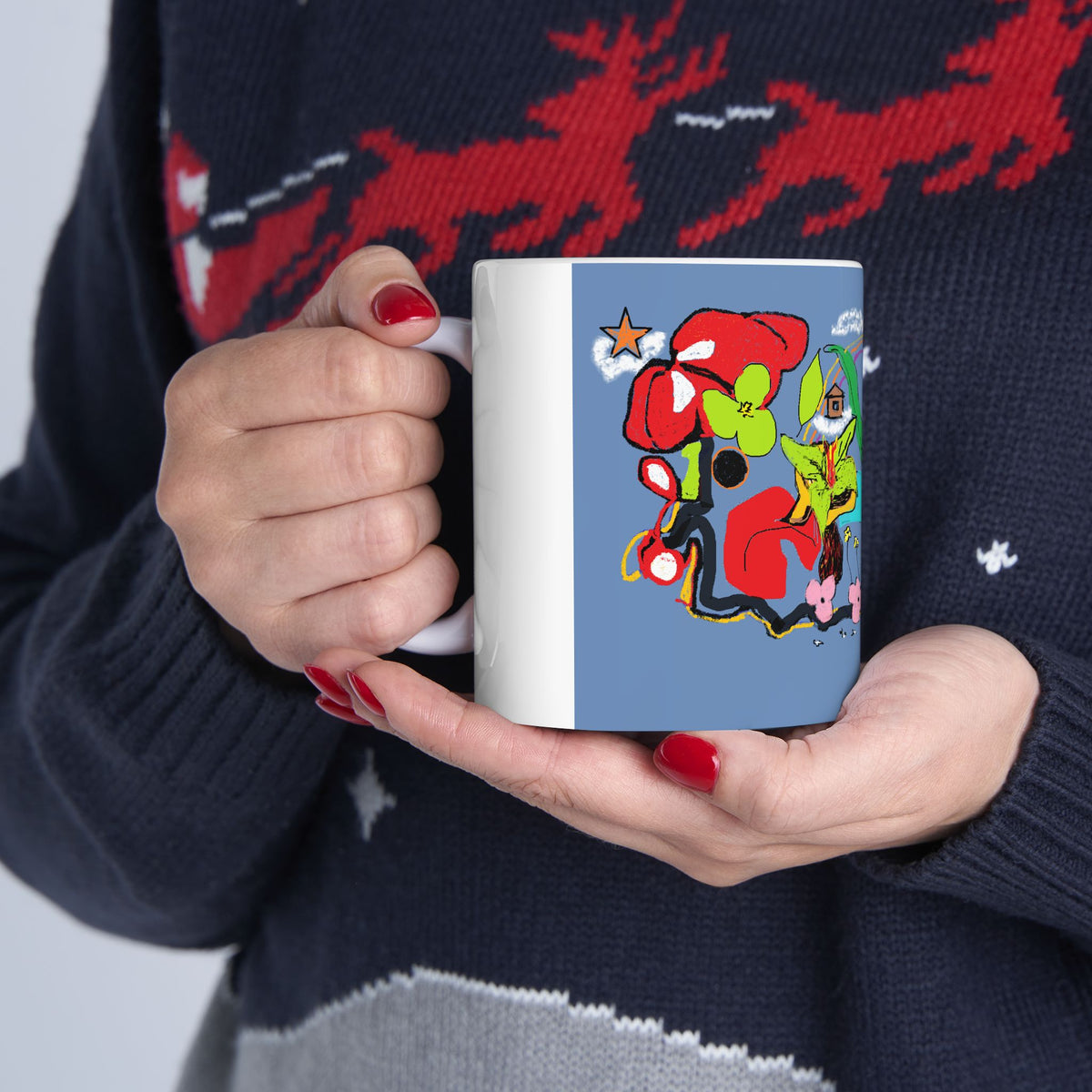 Whimsical Floral Illustration Mug | Colorful Garden Ceramic Mug