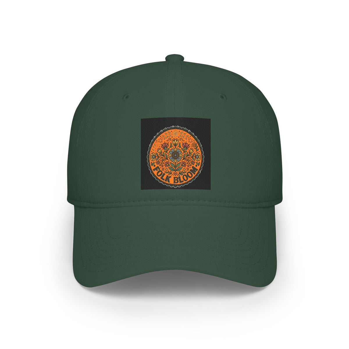 Folk Bloom Mandala Low Profile Cap | Floral Circular Emblem