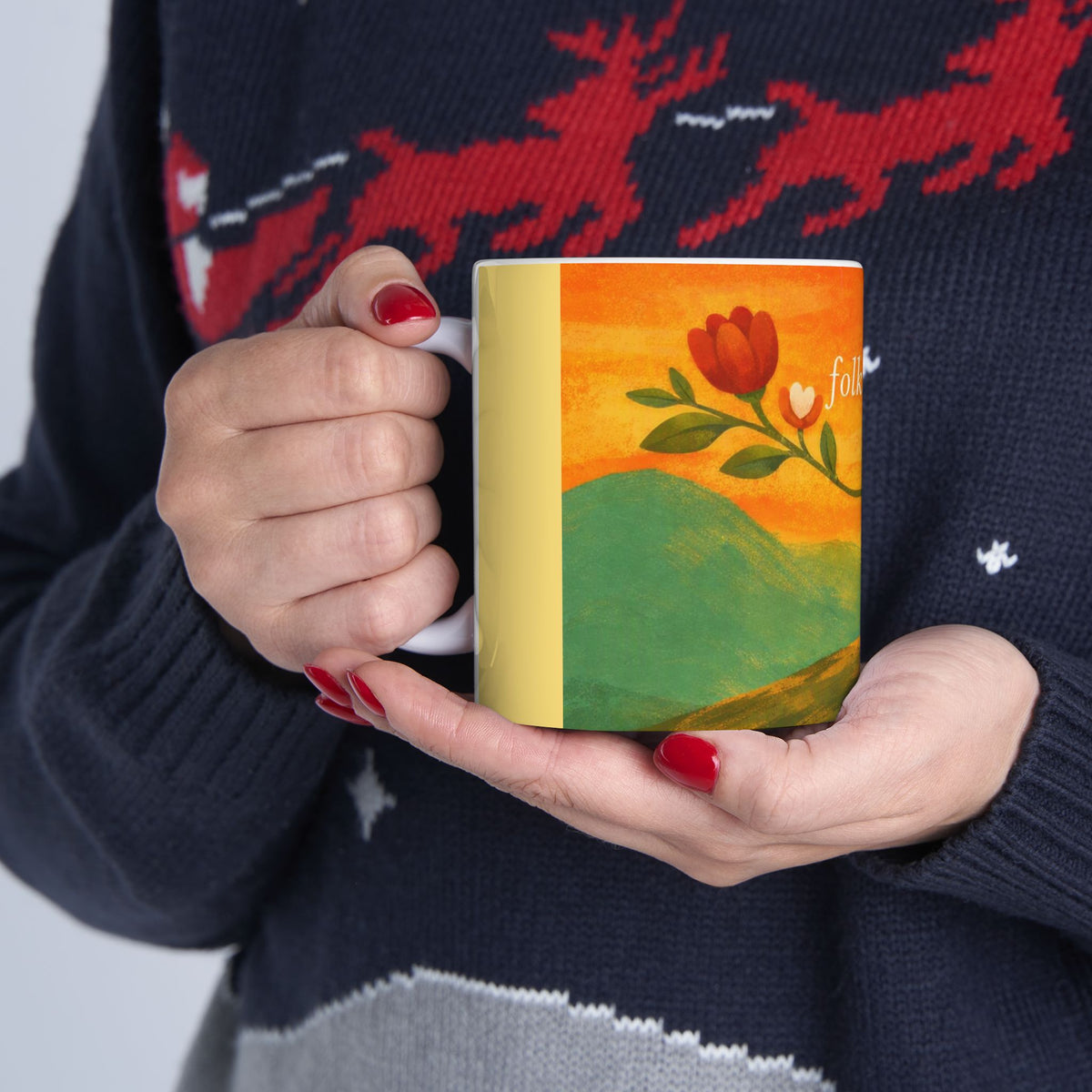 folkbloom floral sunrise mug | retro folk art ceramic mug