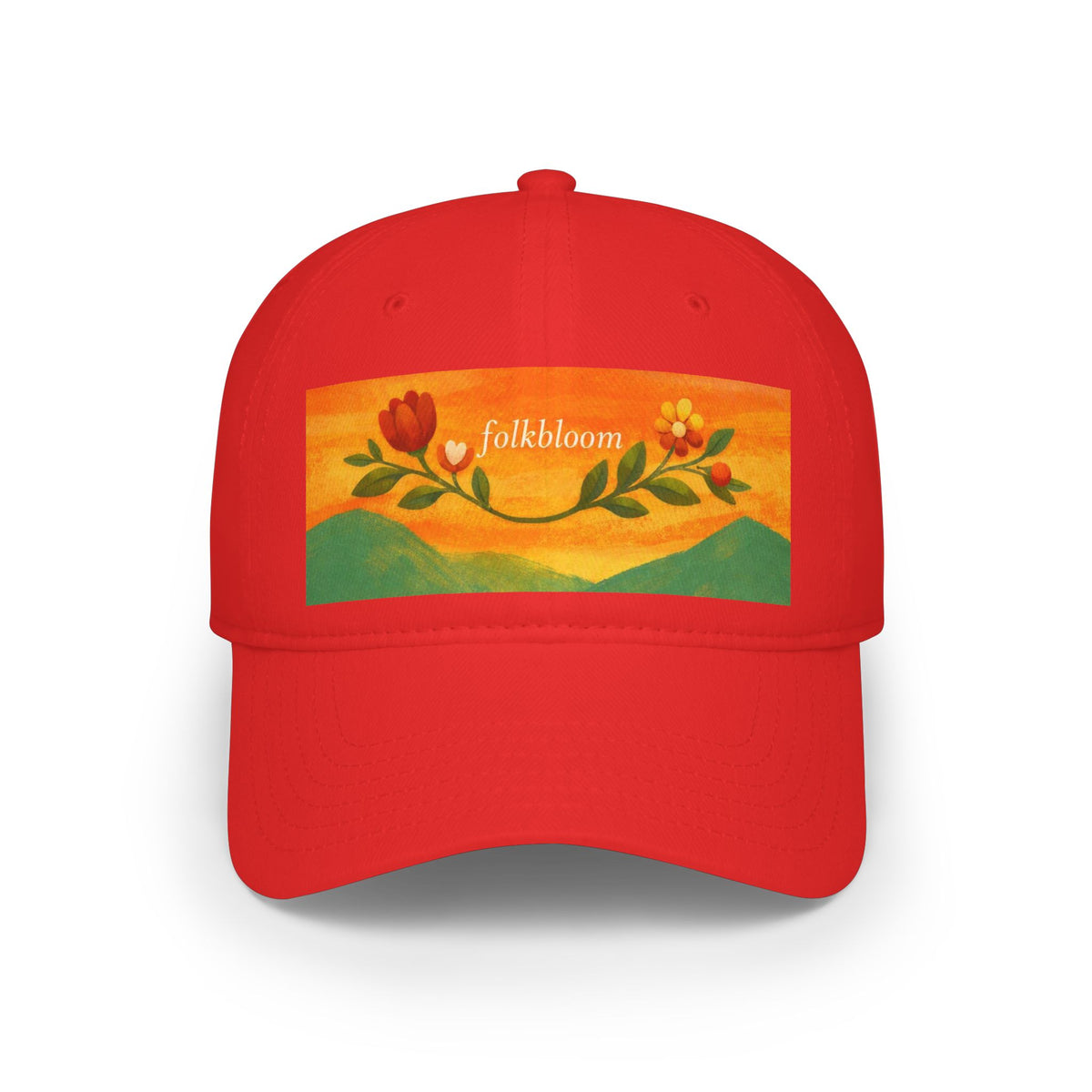 Low Profile Baseball Cap — Folk Bloom Floral Patch Hat