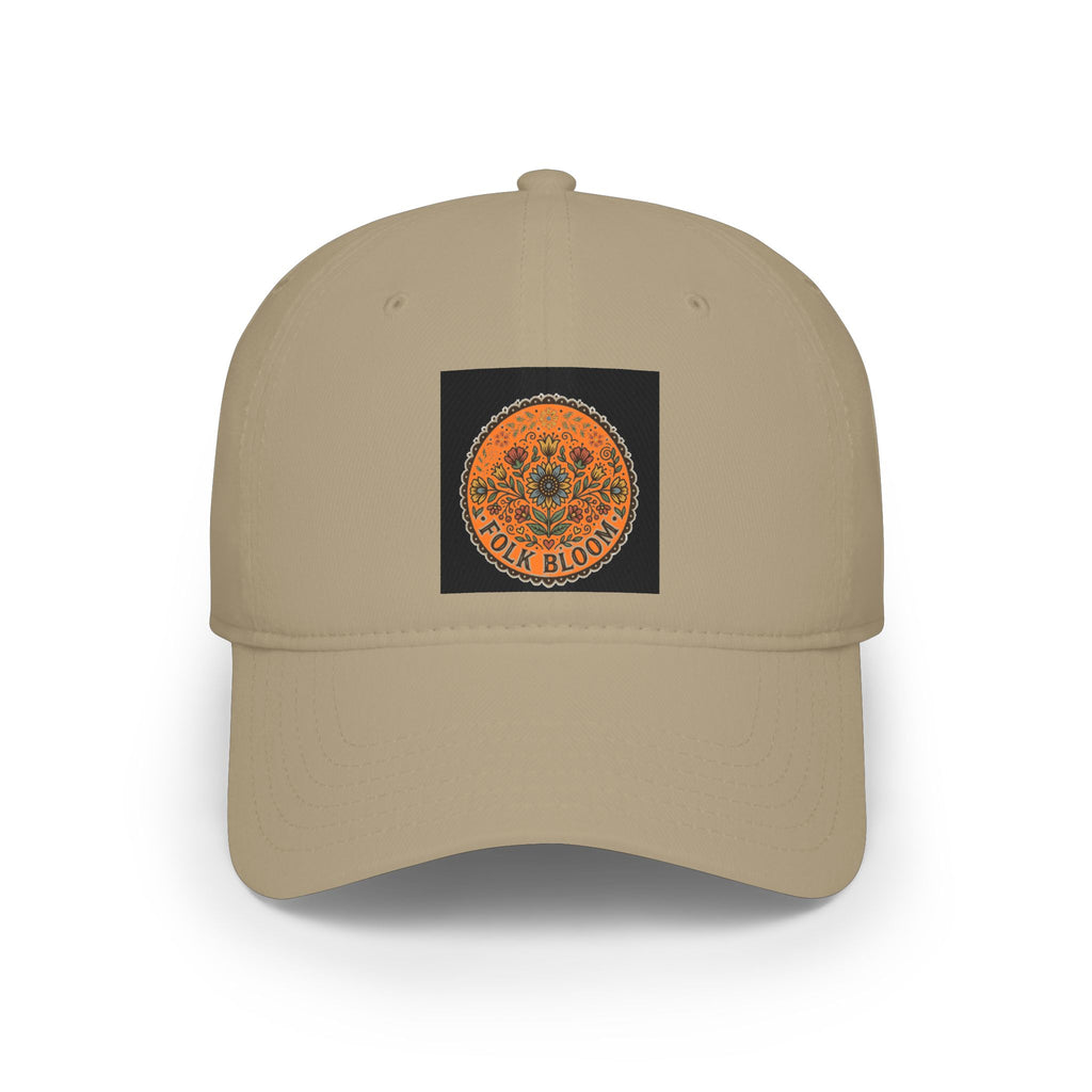 Folk Bloom Mandala Low Profile Cap | Floral Circular Emblem