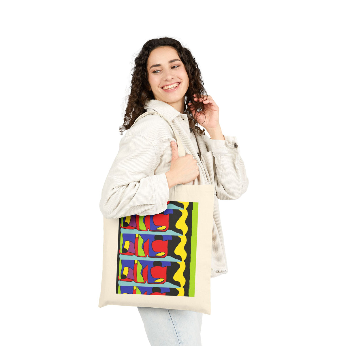 Abstract Pop Art Canvas Tote Bag — Bright Geometric Grocery & Market Shopper