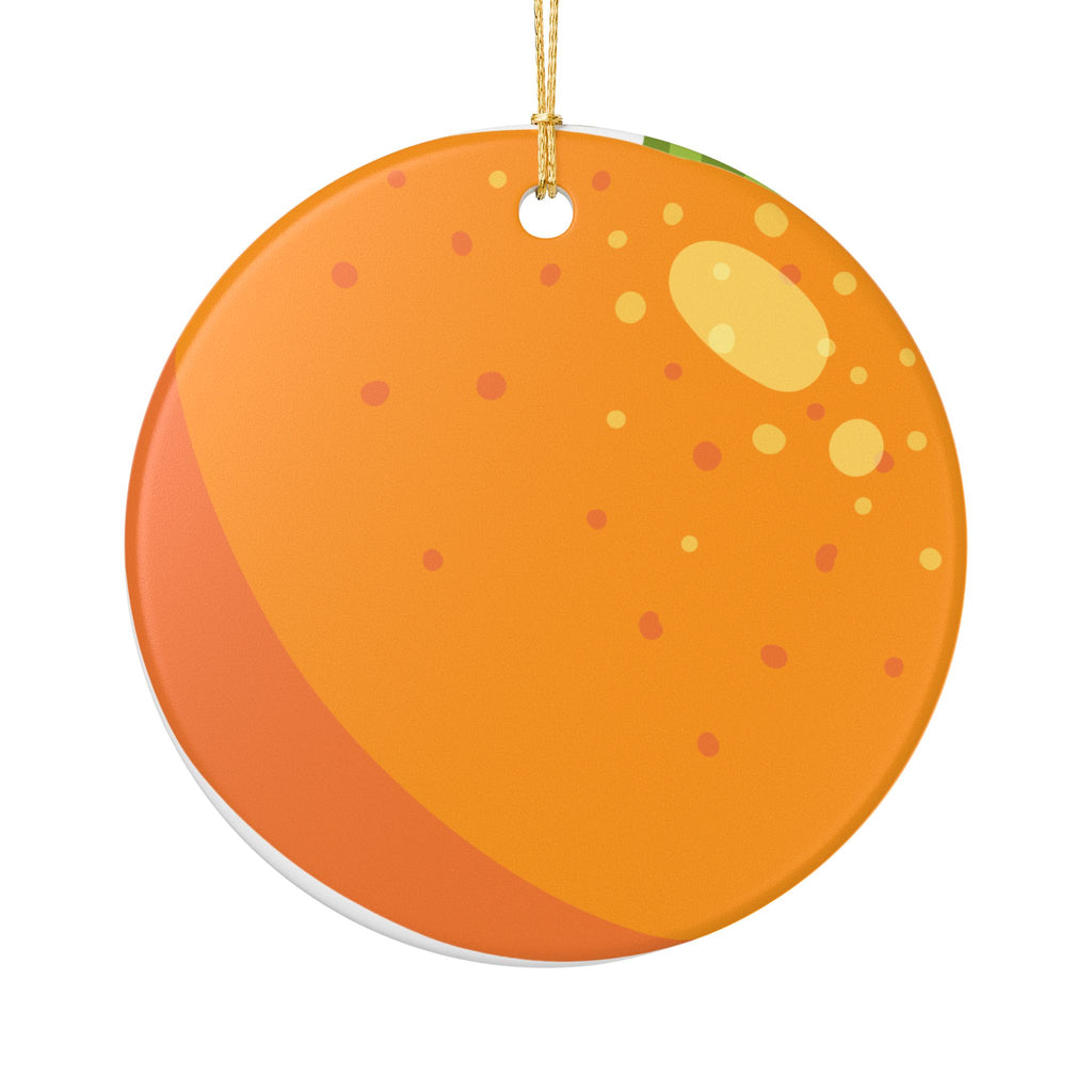 Orange Fruit Ceramic Ornament — Round Citrus Holiday Decoration