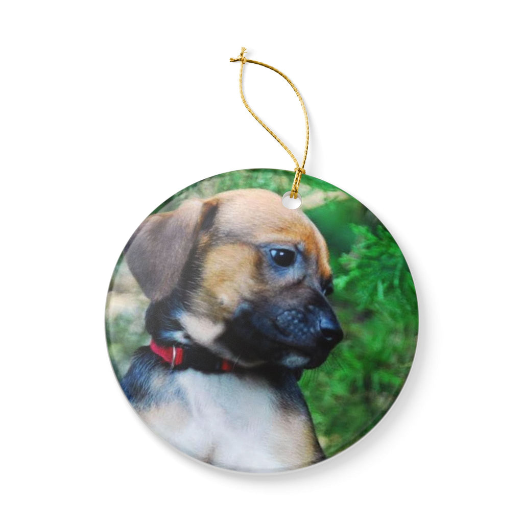 Puppy Portrait Ornament | Ceramic Round Photo Ornament