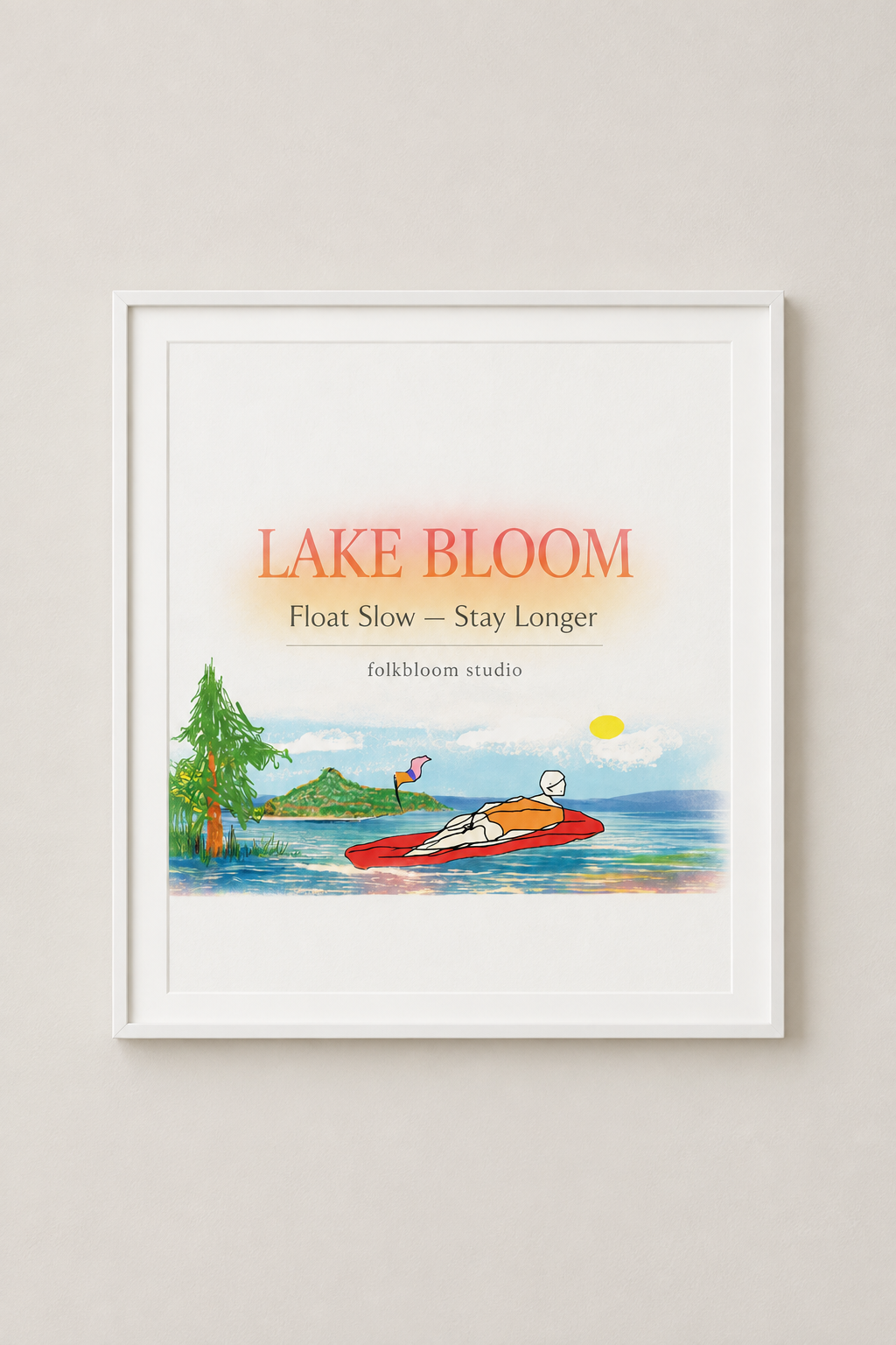 Lake Bloom Matte Poster — "Float Slow, Stay Longer" Vertical Wall Art