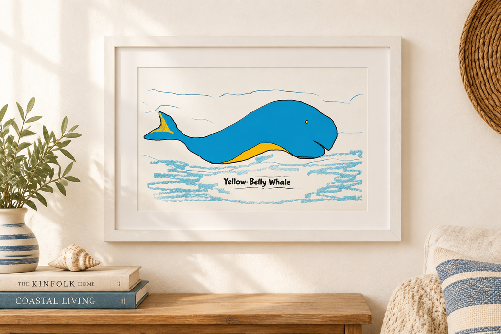 Framed Yellow-Belly Whale Print