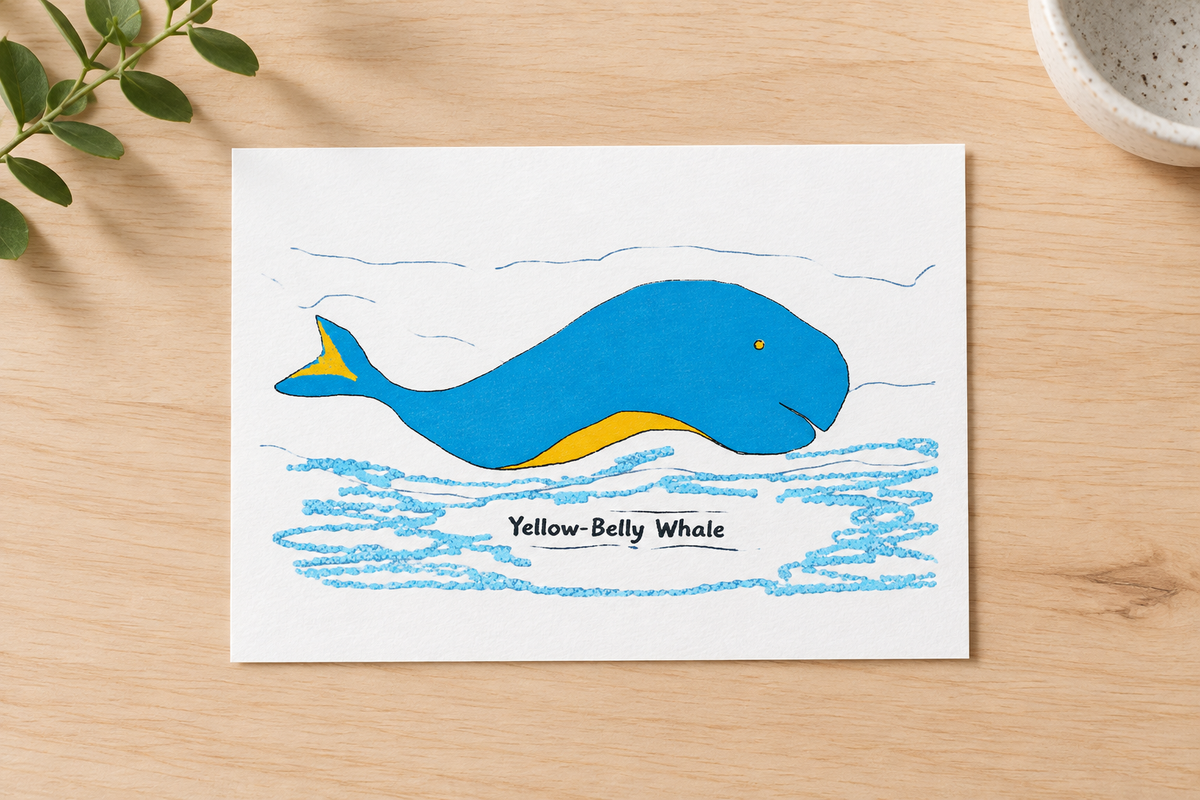 Unframed Yellow-Belly Whale Print